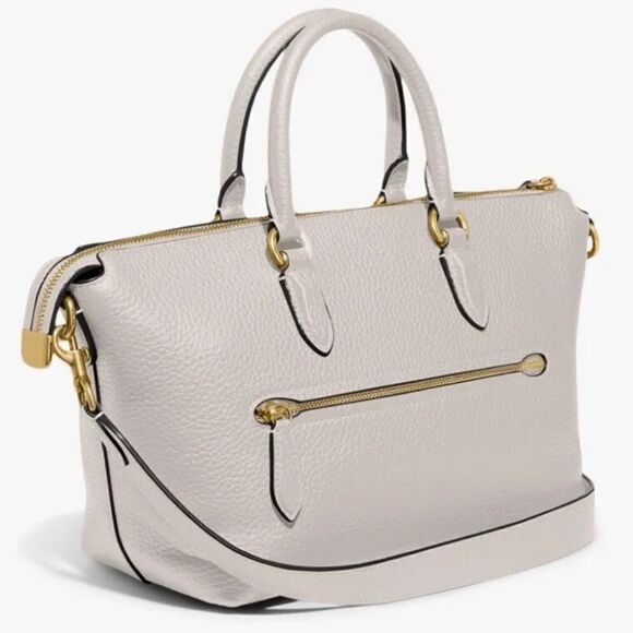 Coach - Cara Soft Pebble Leather Satchel Crossbody Bag. Dust Bag Chalk - Picture 11 of 15